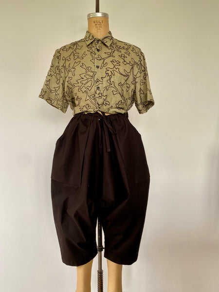 BLACK COTTON DROP CROTCH TRAVEL PANT (UNISEX)