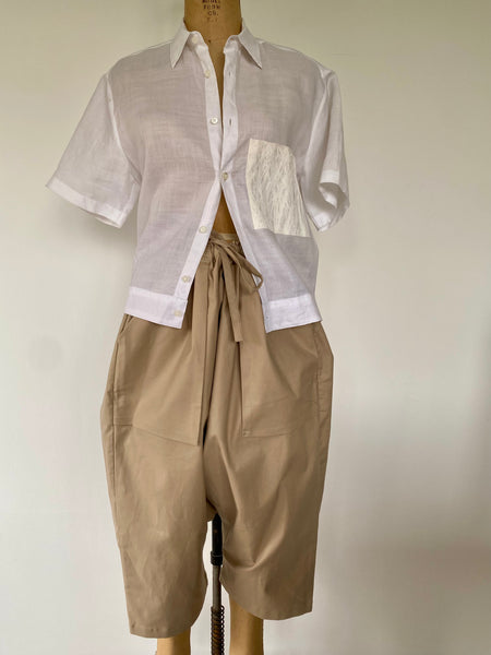 KHAKI COTTON DROP CROTCH TRAVEL PANT (UNISEX)