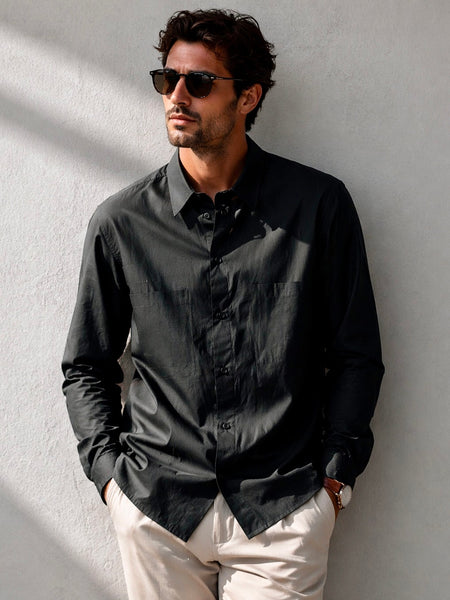 ELONGATED POCKET ALL BLACK SHIRT