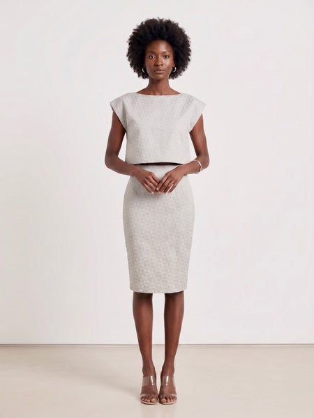 GEO GRAY PENCIL SKIRT