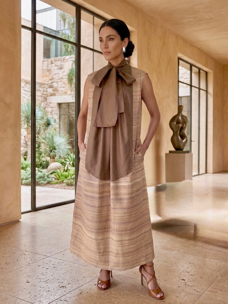KEBOTAN - RAW SILK W BIBBED FRONT