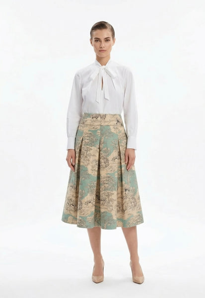 The GIGI - Full Pleated Drop-Waist Skirt (Animal Print)